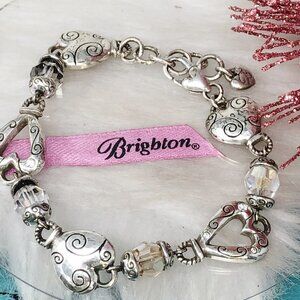 Brighton Heartland Silver Plate Heart & Crystal Bracelet
